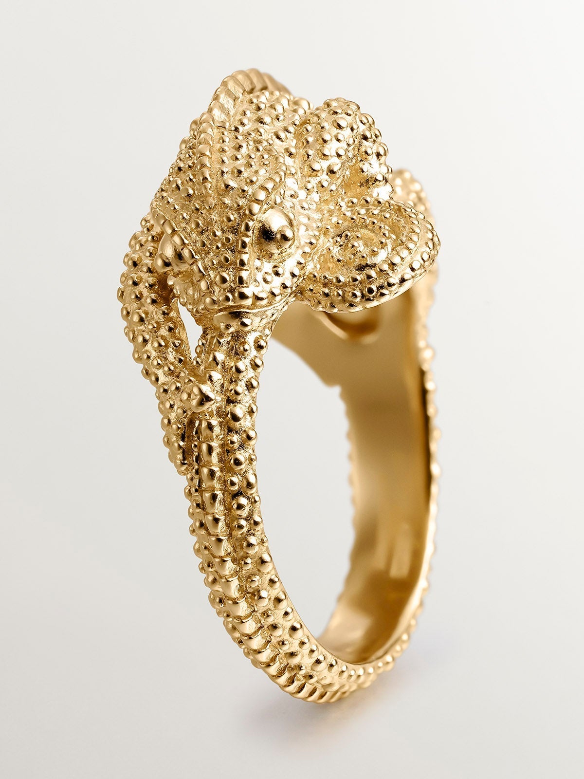 Anillo de plata 925 bañada en oro amarillo de 18K con camaleón pequeño