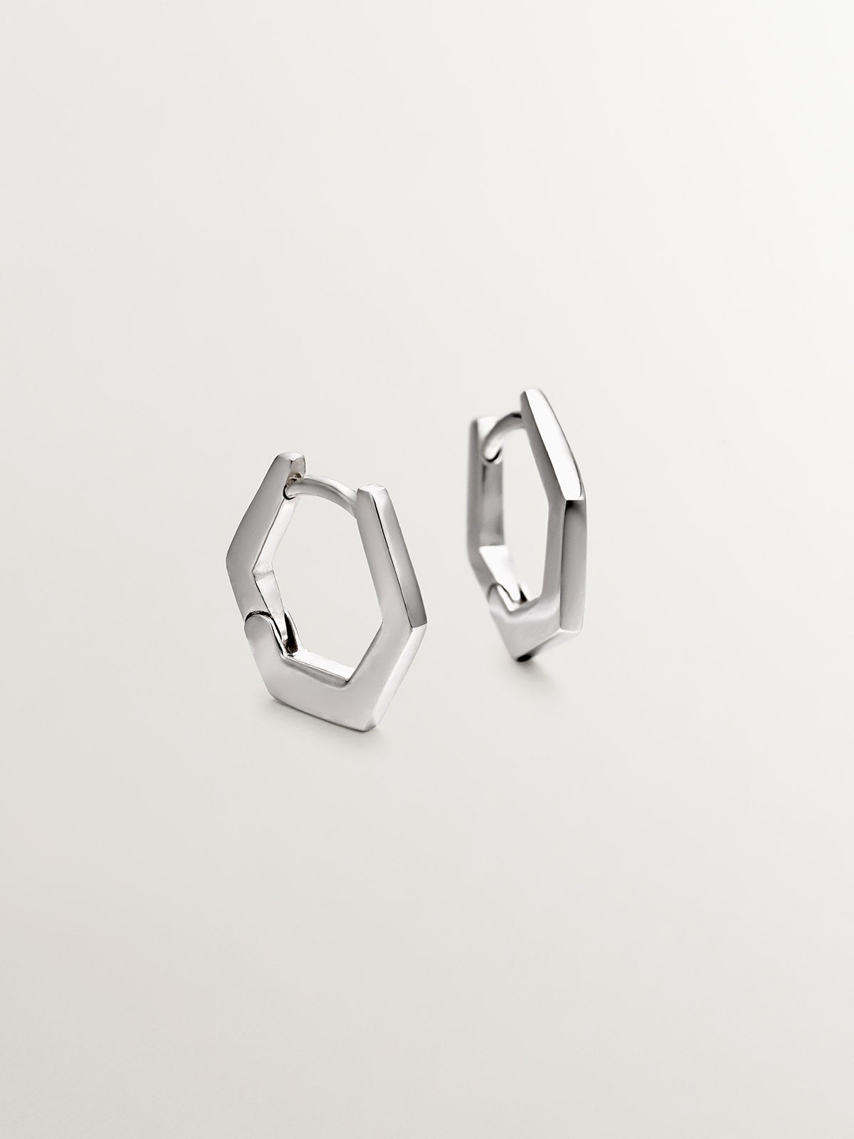 Pendientes de aro hexagonal de plata 925
