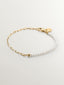 Pulsera de eslabones de plata 925 bañada en oro amarillo de 18K con perlas