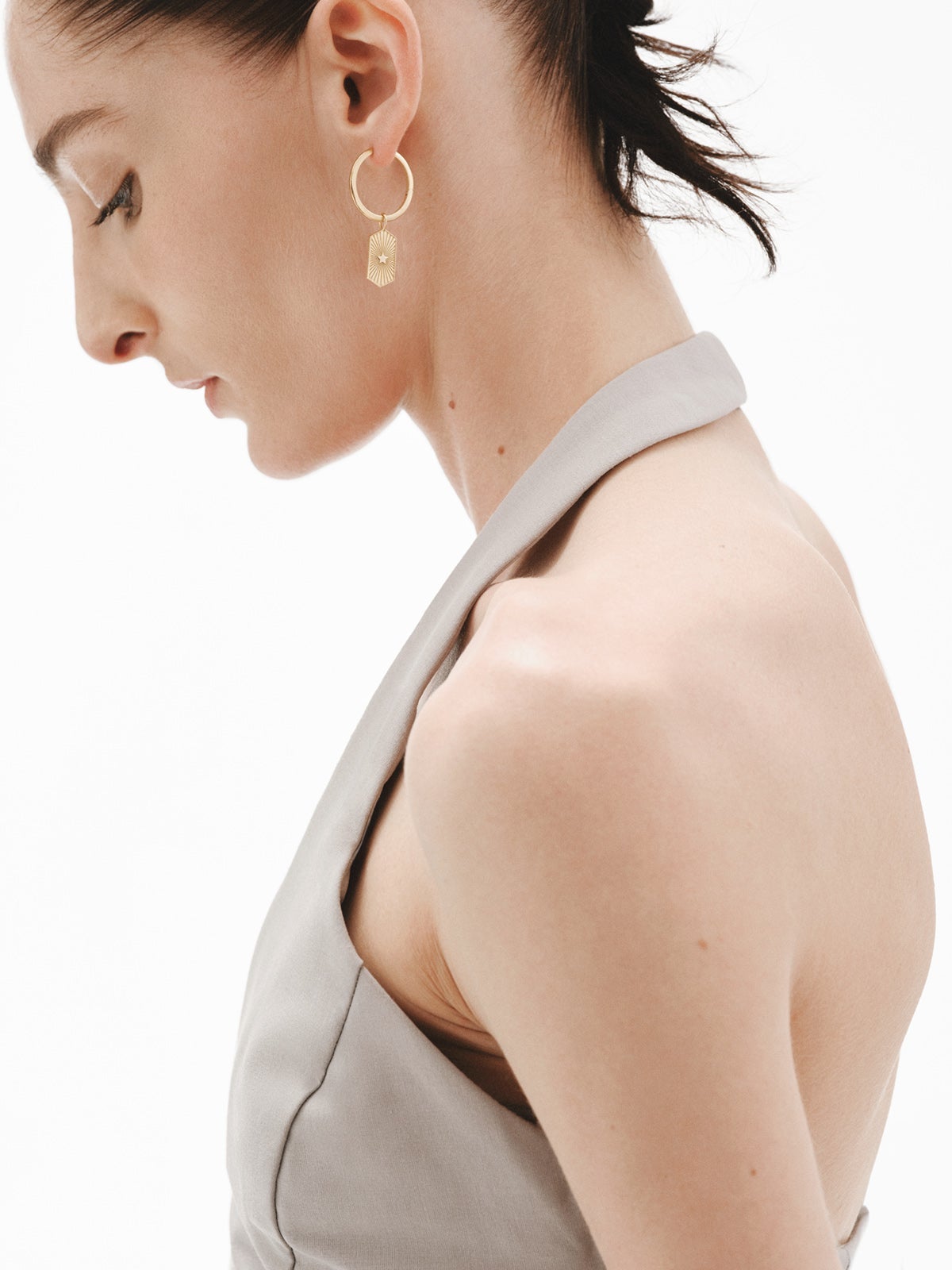 Charm de plata 925 bañada en oro amarillo de 18K Agua con esmalte turquesa