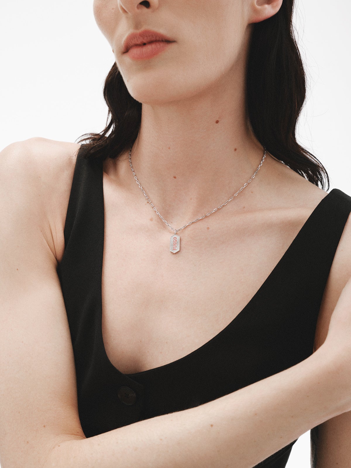 Charm de plata 925 Fuego con esmalte rosa