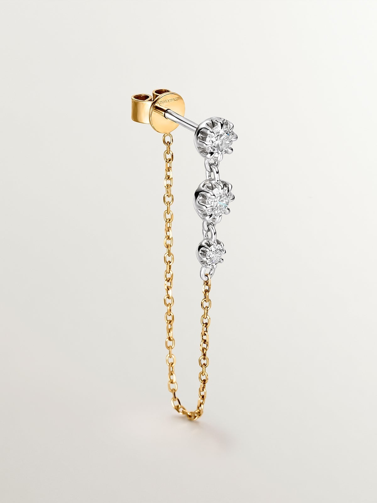 Pendientes de oro blanco y amarillo de 18K con diamantes en talla brillante