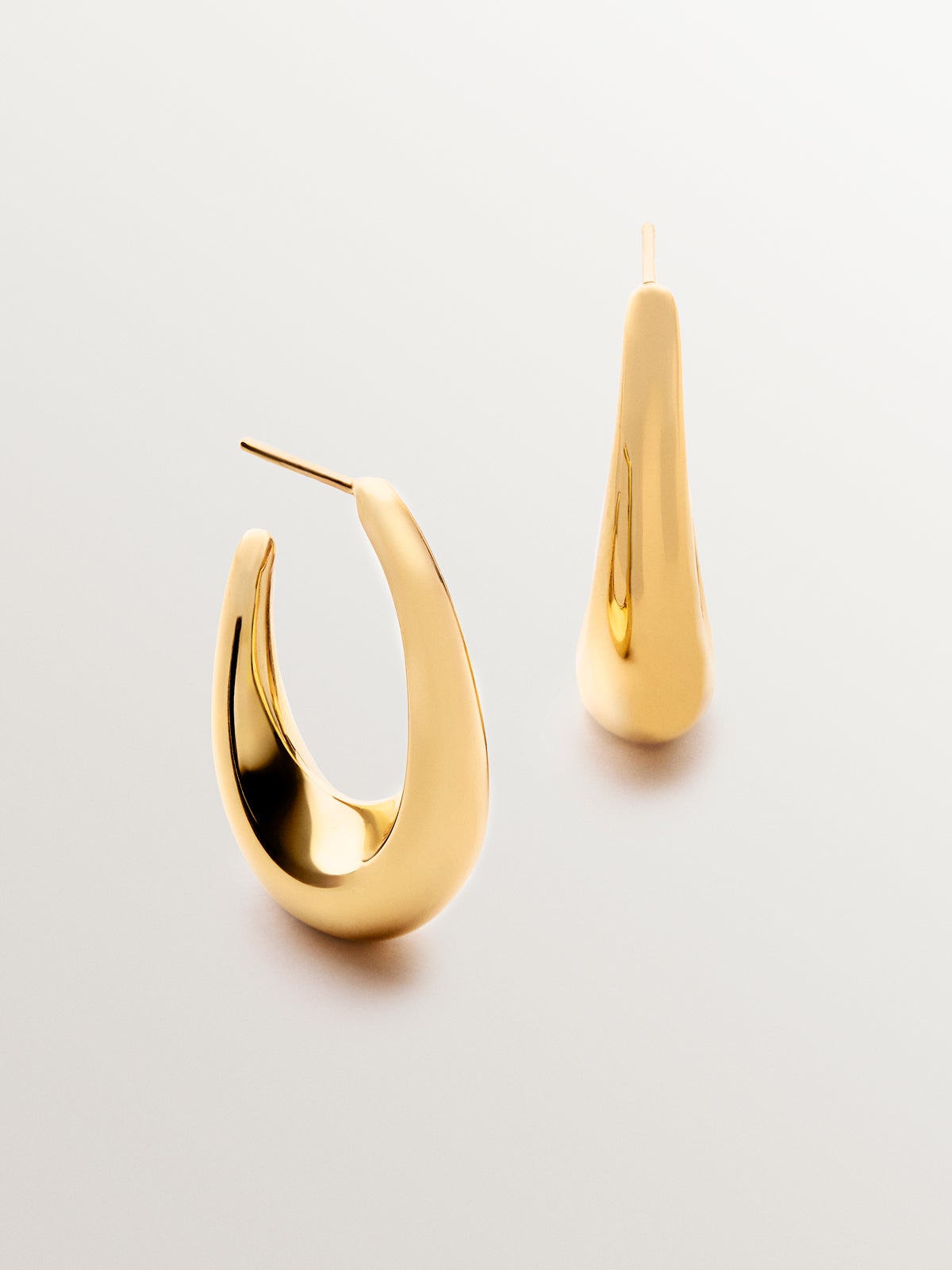 Pendientes de aro ovalados de plata 925 bañada en oro amarillo de 18K