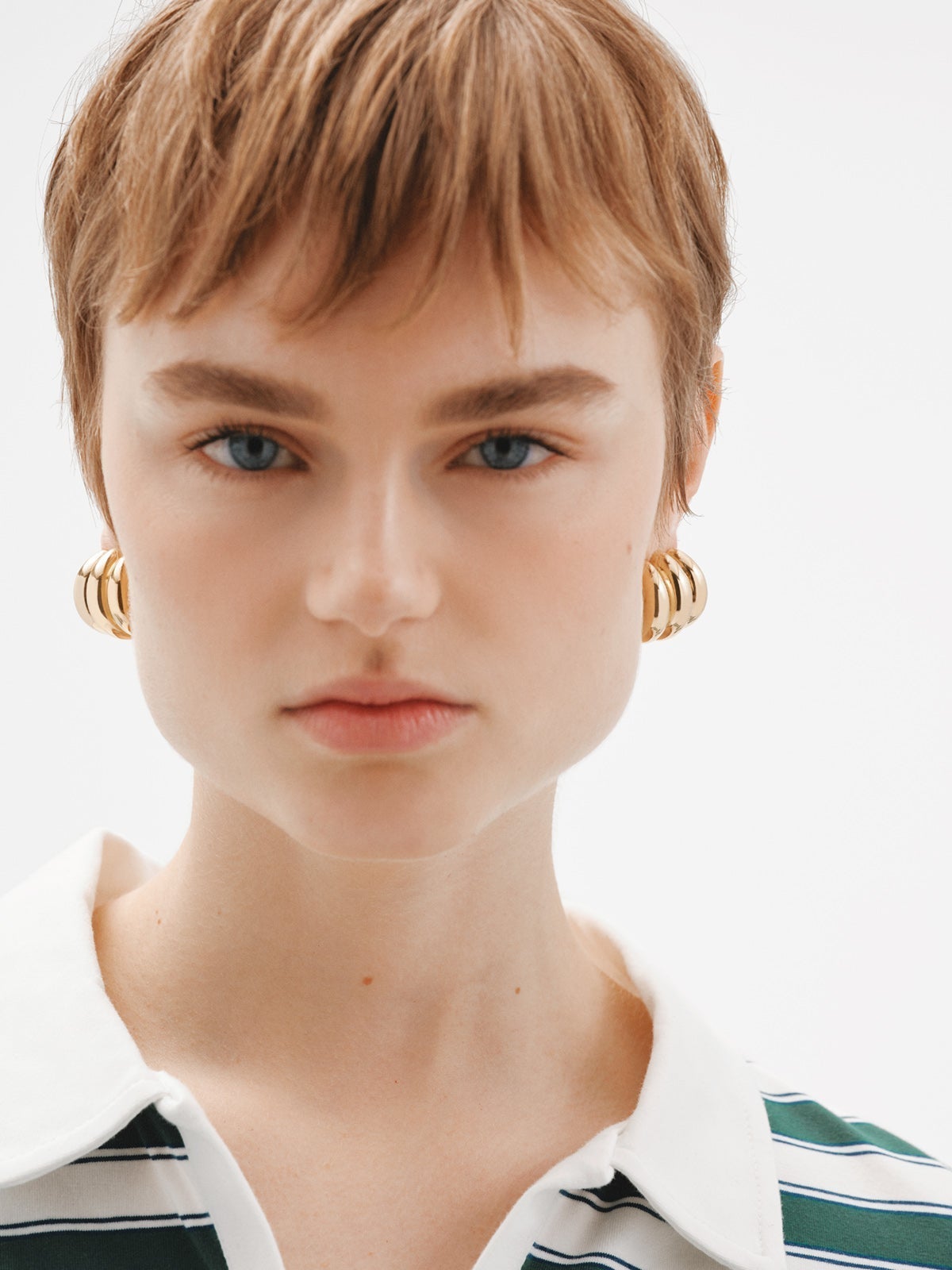 Pendientes de aro triple de plata 925 bañada en oro amarillo de 18K