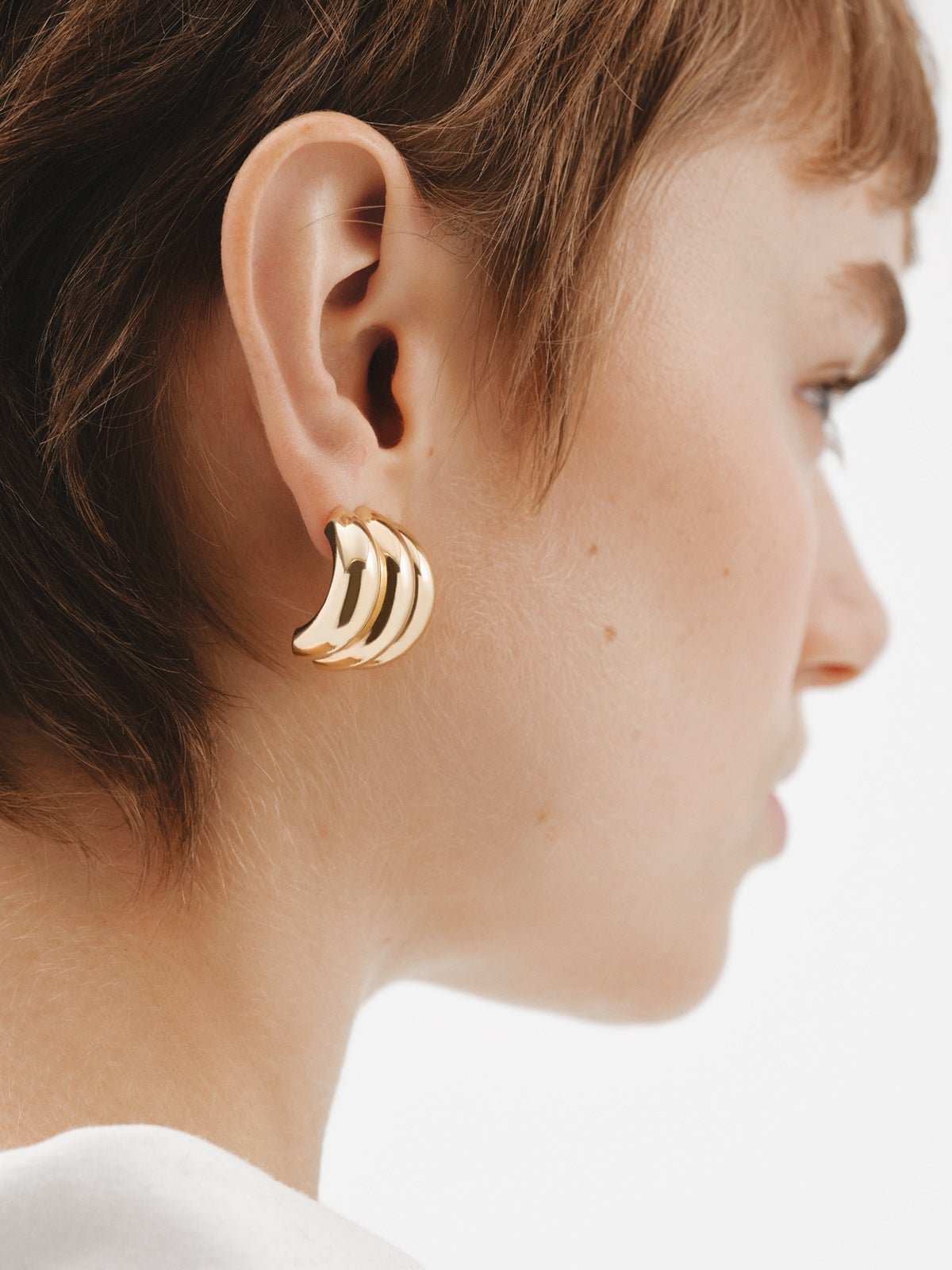 Pendientes de aro triple de plata 925 bañada en oro amarillo de 18K