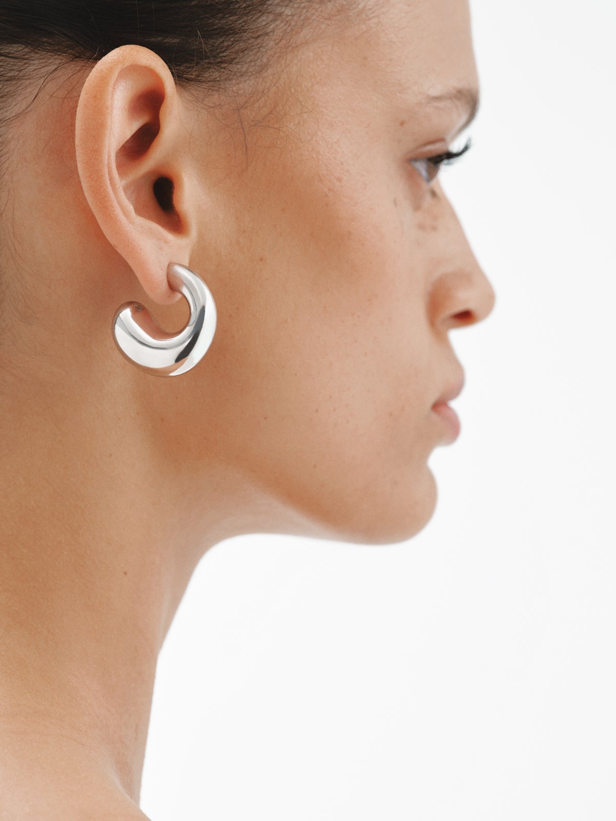 Pendientes gruesos de aro medianos de plata 925