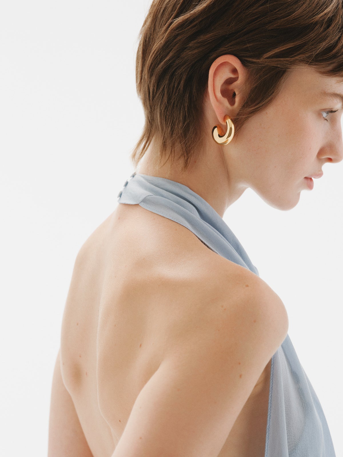 Pendientes gruesos de aro grandes de plata 925 bañada en oro de 18K