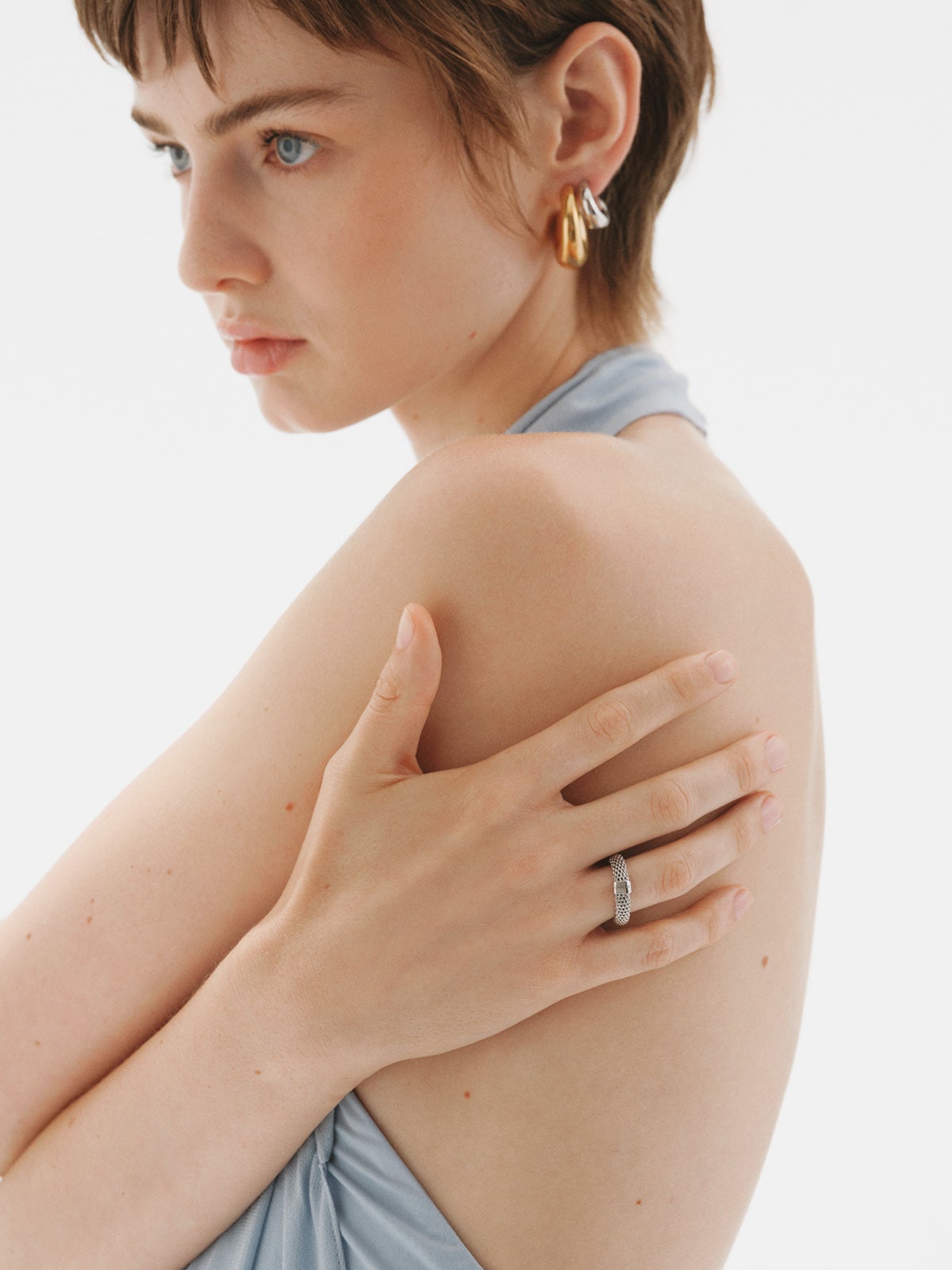 Pendientes gruesos de aro grandes de plata 925 bañada en oro de 18K