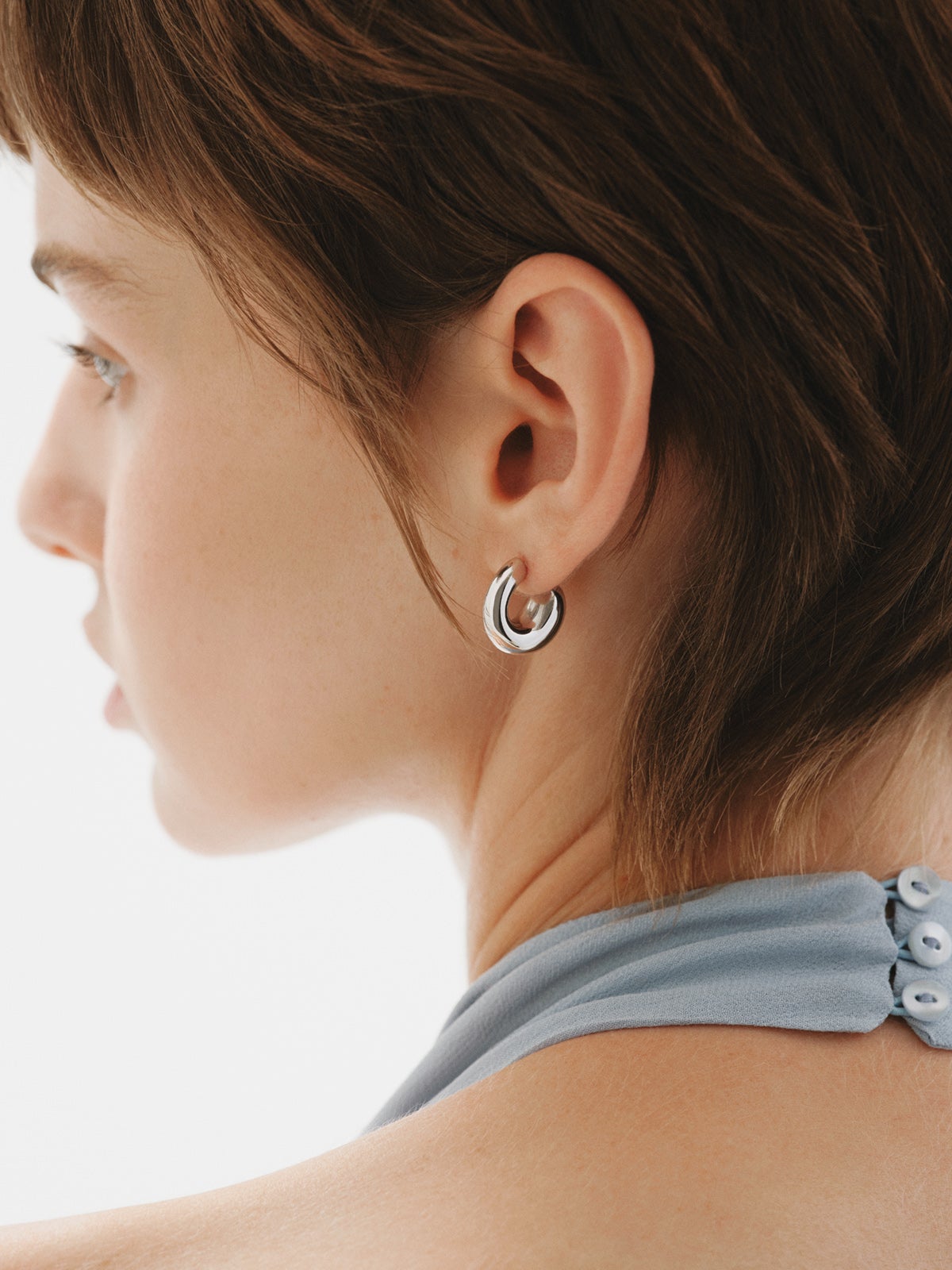 Pendientes gruesos de aro pequeños de plata 925