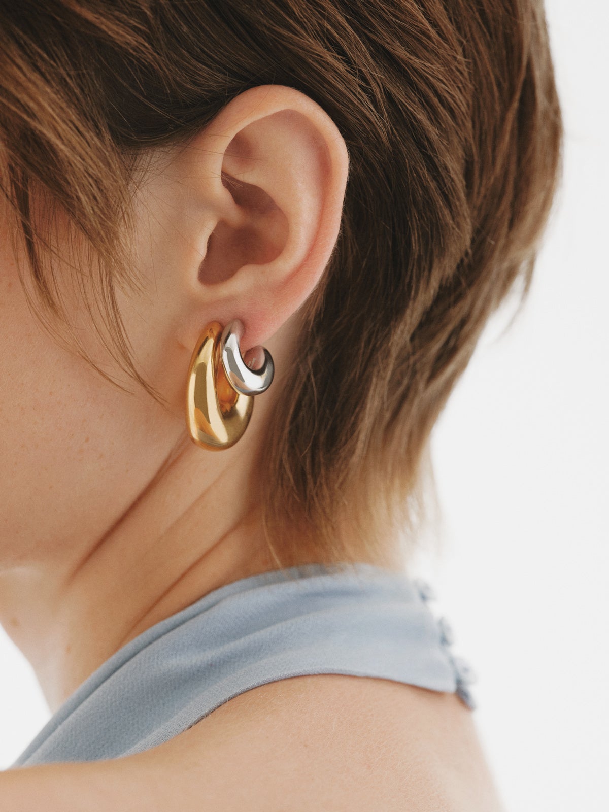 Pendientes gruesos de aro pequeños de plata 925