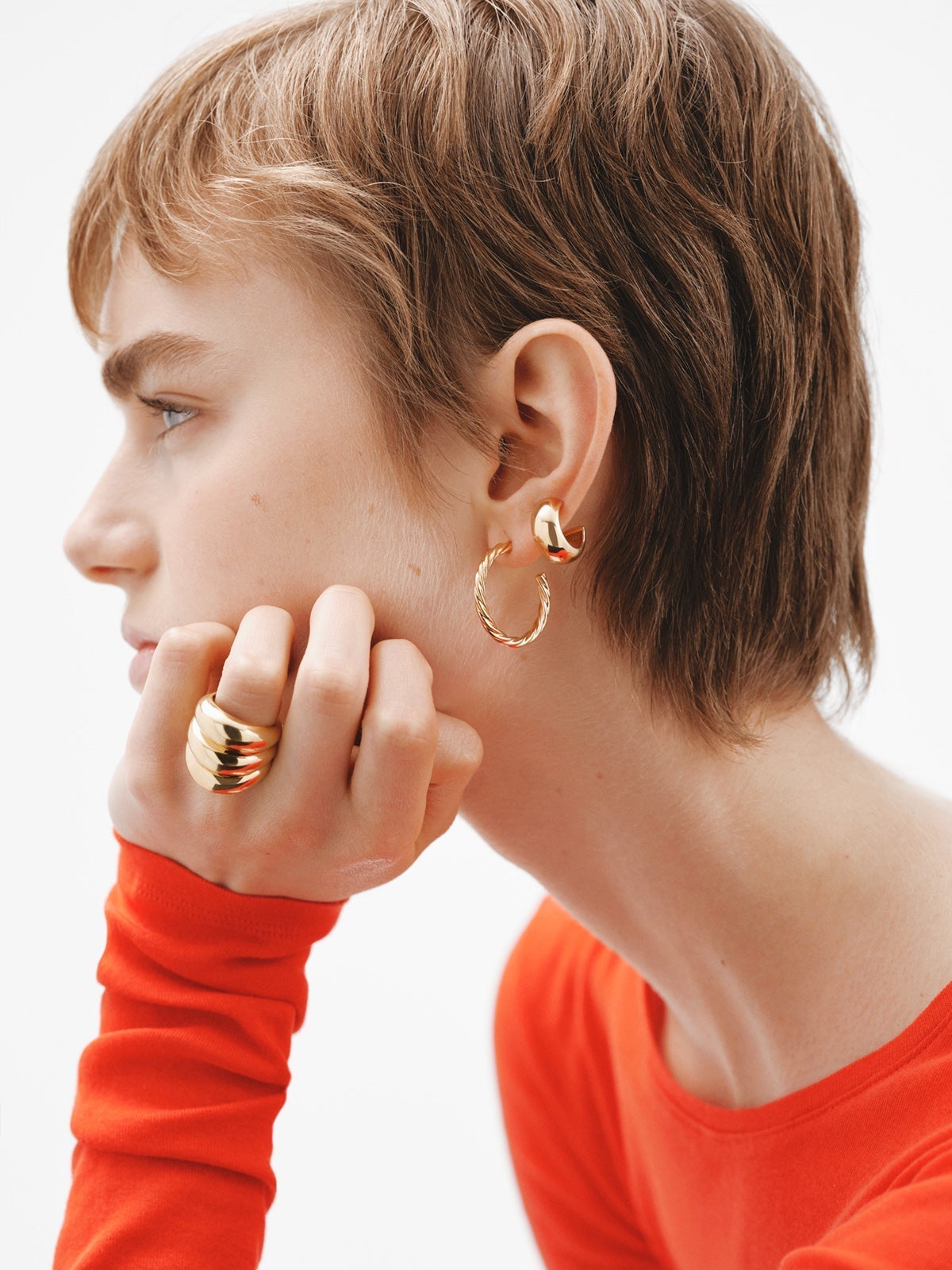 Pendientes de aro pequeños de plata 925 bañada en oro amarillo de 18K