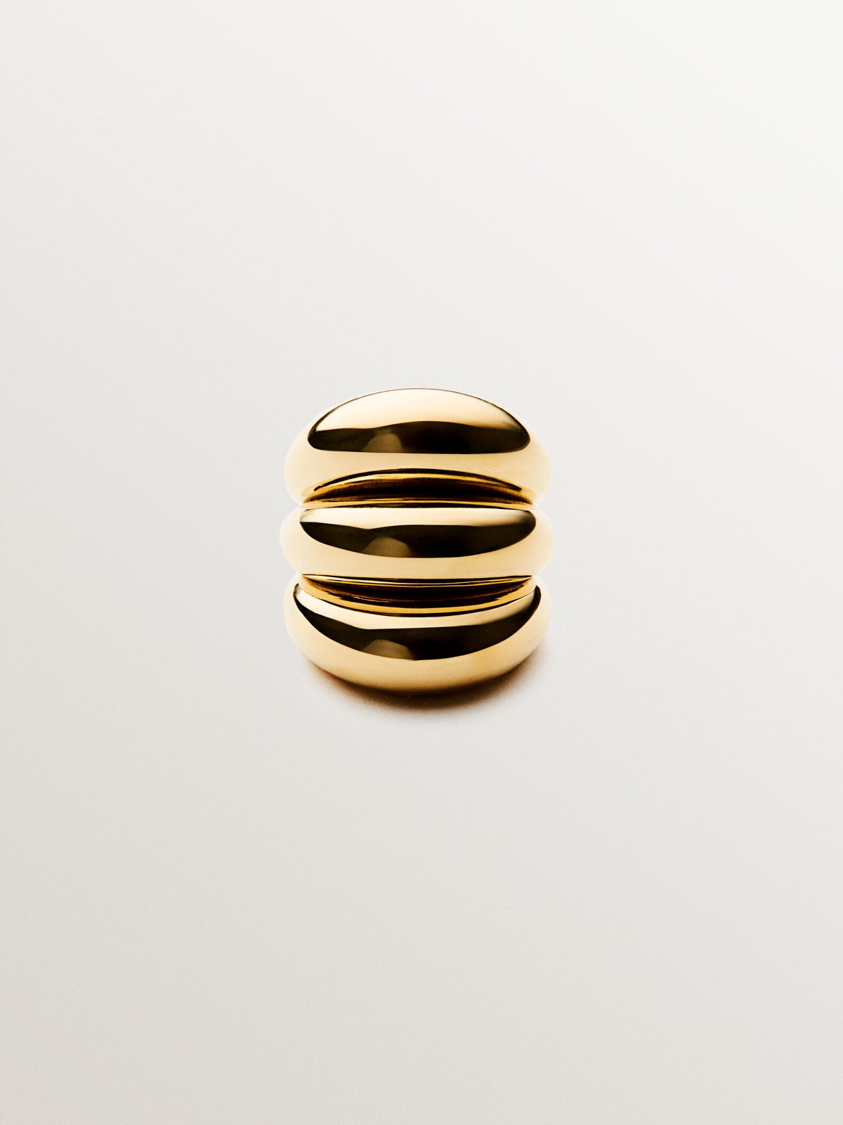 Anillo triple de plata 925 bañada en oro amarillo de 18K