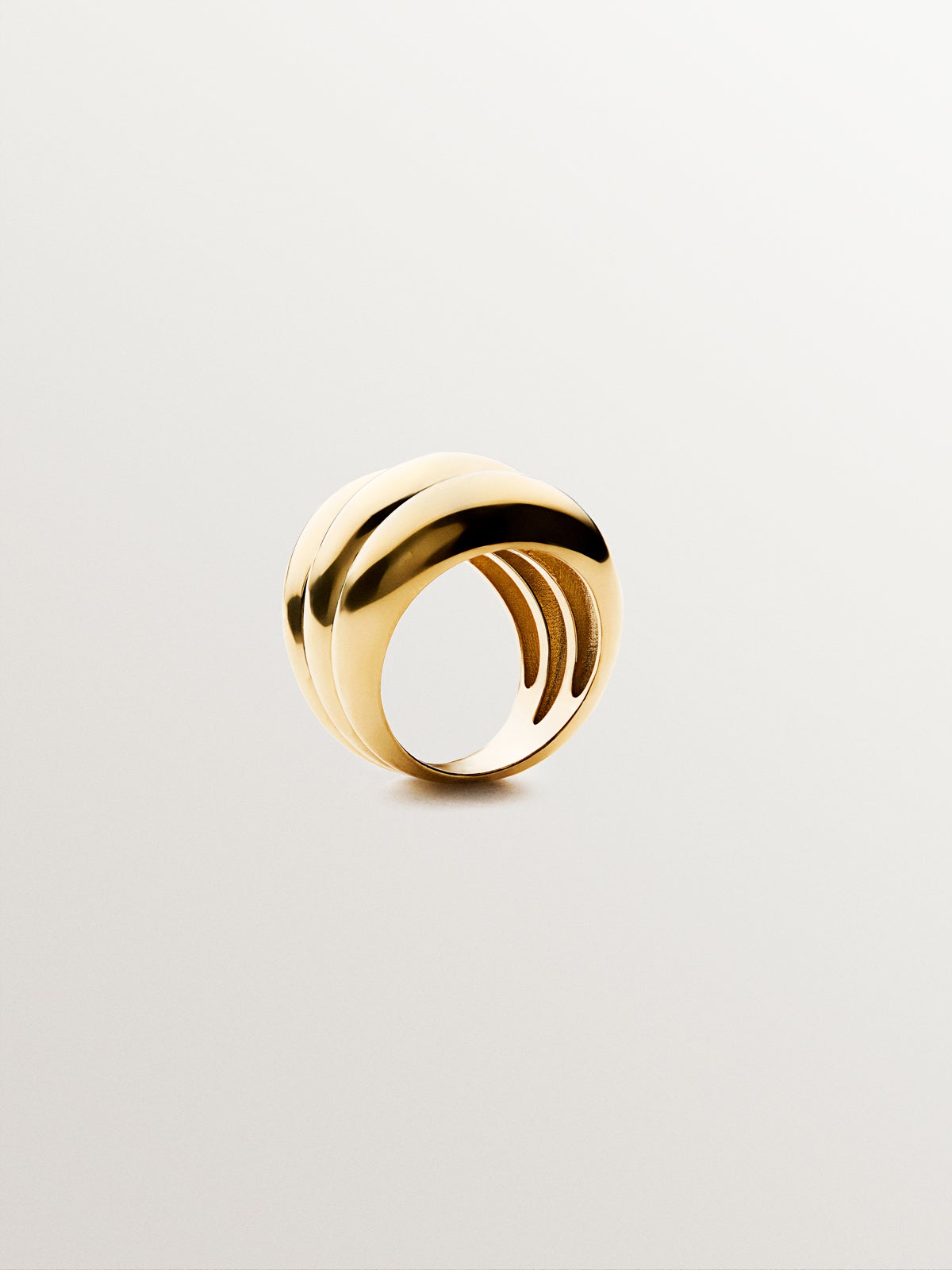 Anillo triple de plata 925 bañada en oro amarillo de 18K