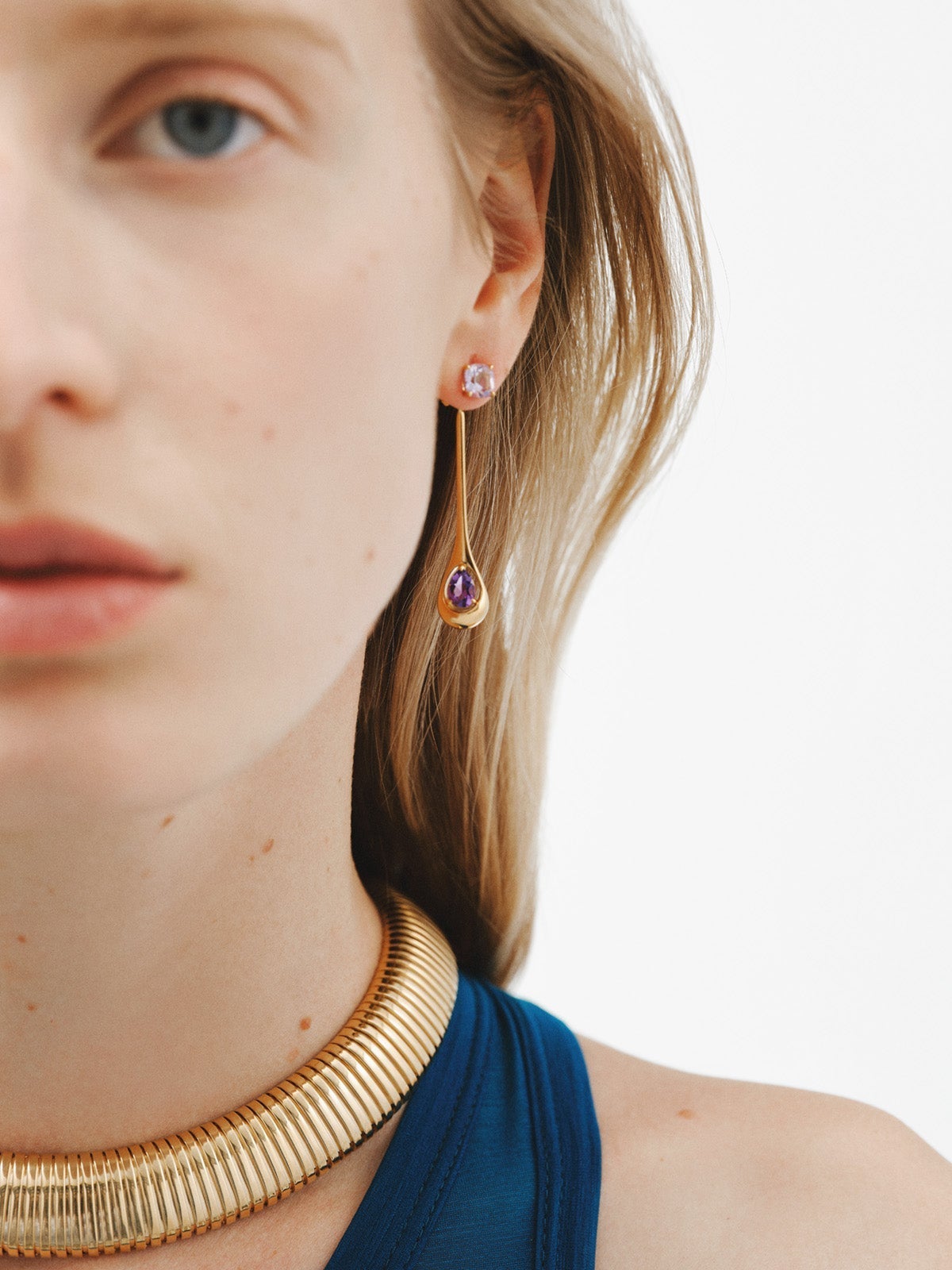 Collar tubogas XL de plata 925 bañada en oro amarillo de 18K