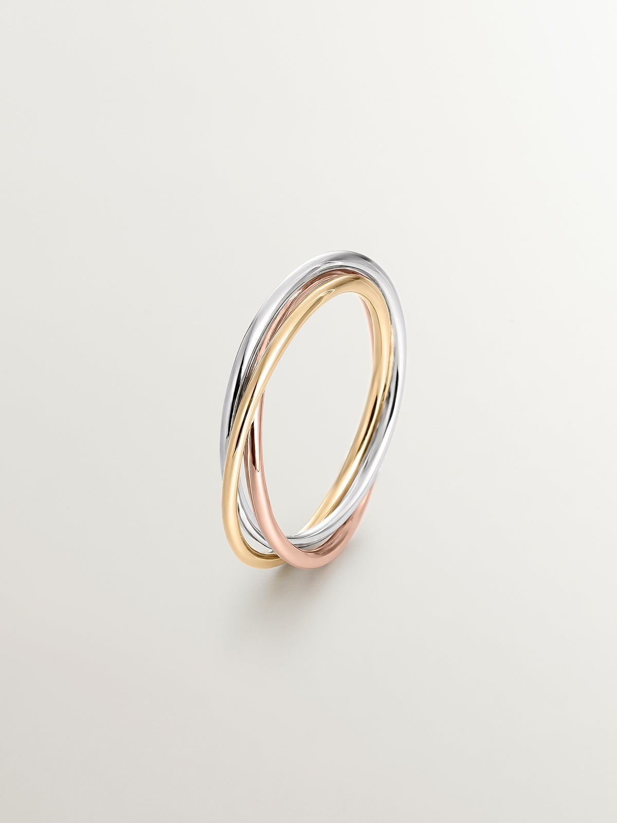 9K White, Yellow and Rose Gold Triple Ring Jewelry Aristocrazy
