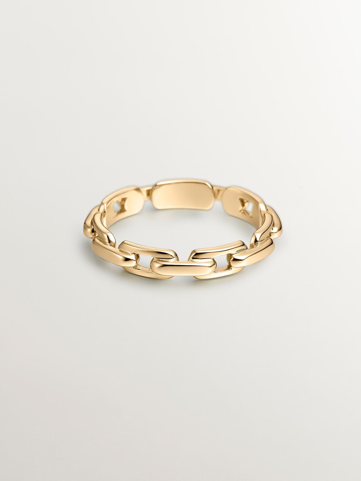 Anillo de oro amarillo de 9K con textura de cadena