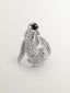 Anillo de plata 925 con forma de cocodrilo y ónix negro
