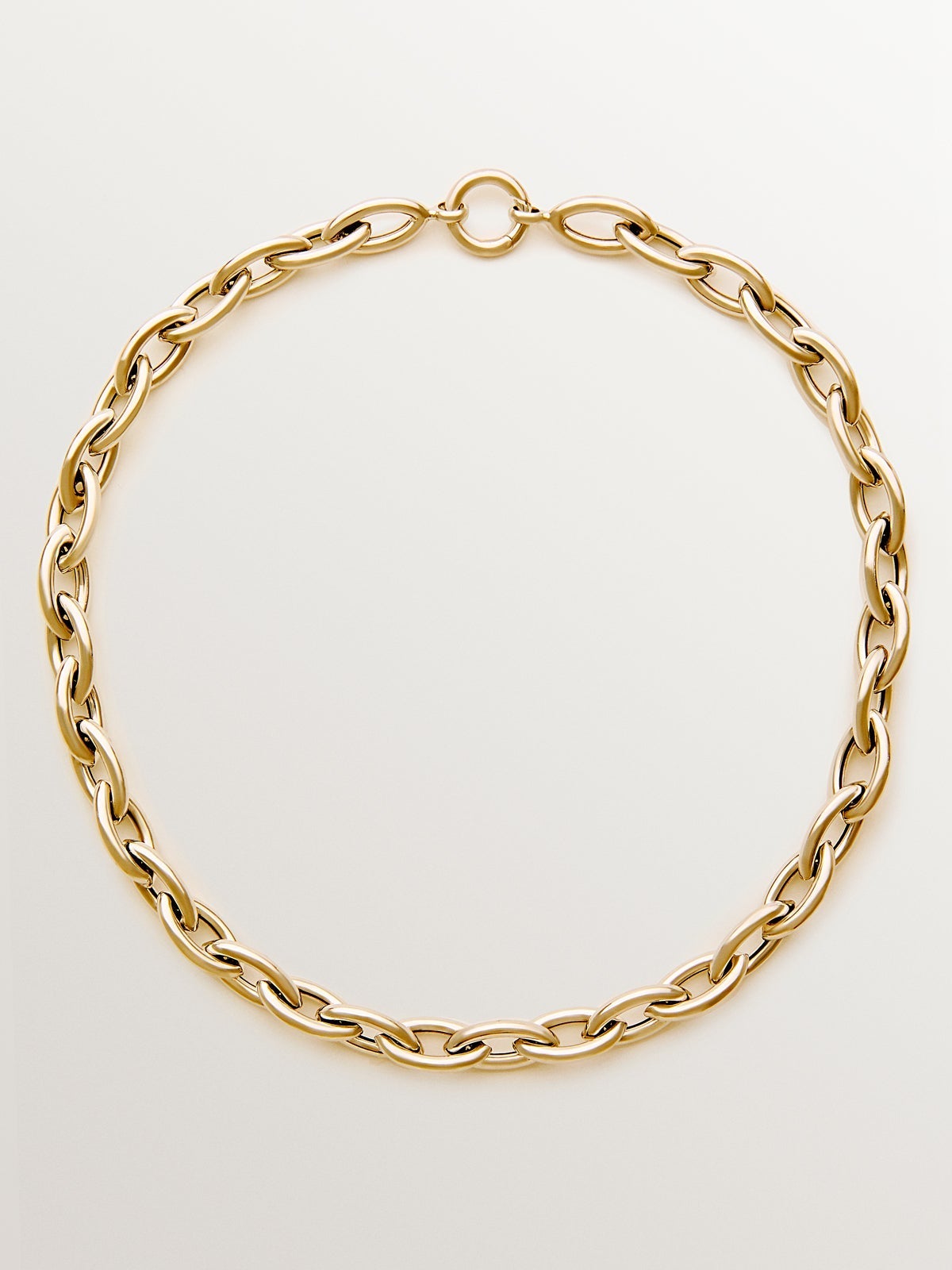 Cadena de plata 925 bañada en oro amarillo de 18K de eslabones ovalados