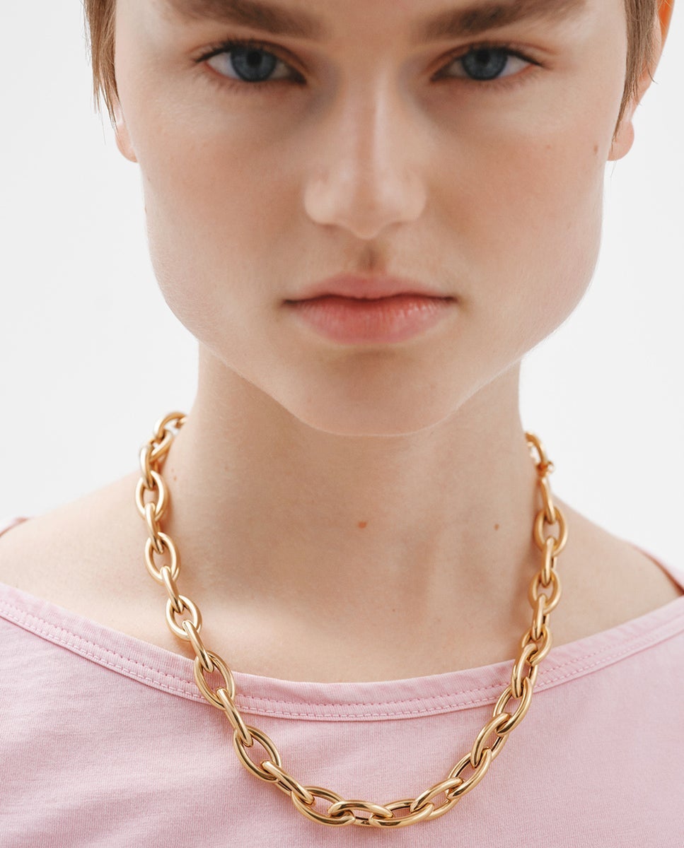 Cadena de plata 925 bañada en oro amarillo de 18K de eslabones ovalados