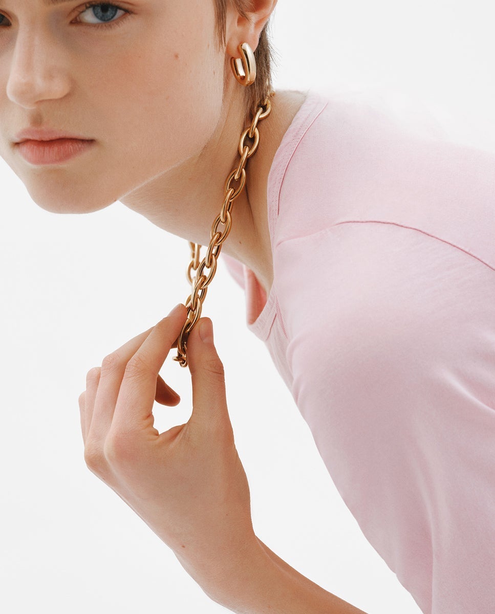 Cadena de plata 925 bañada en oro amarillo de 18K de eslabones ovalados