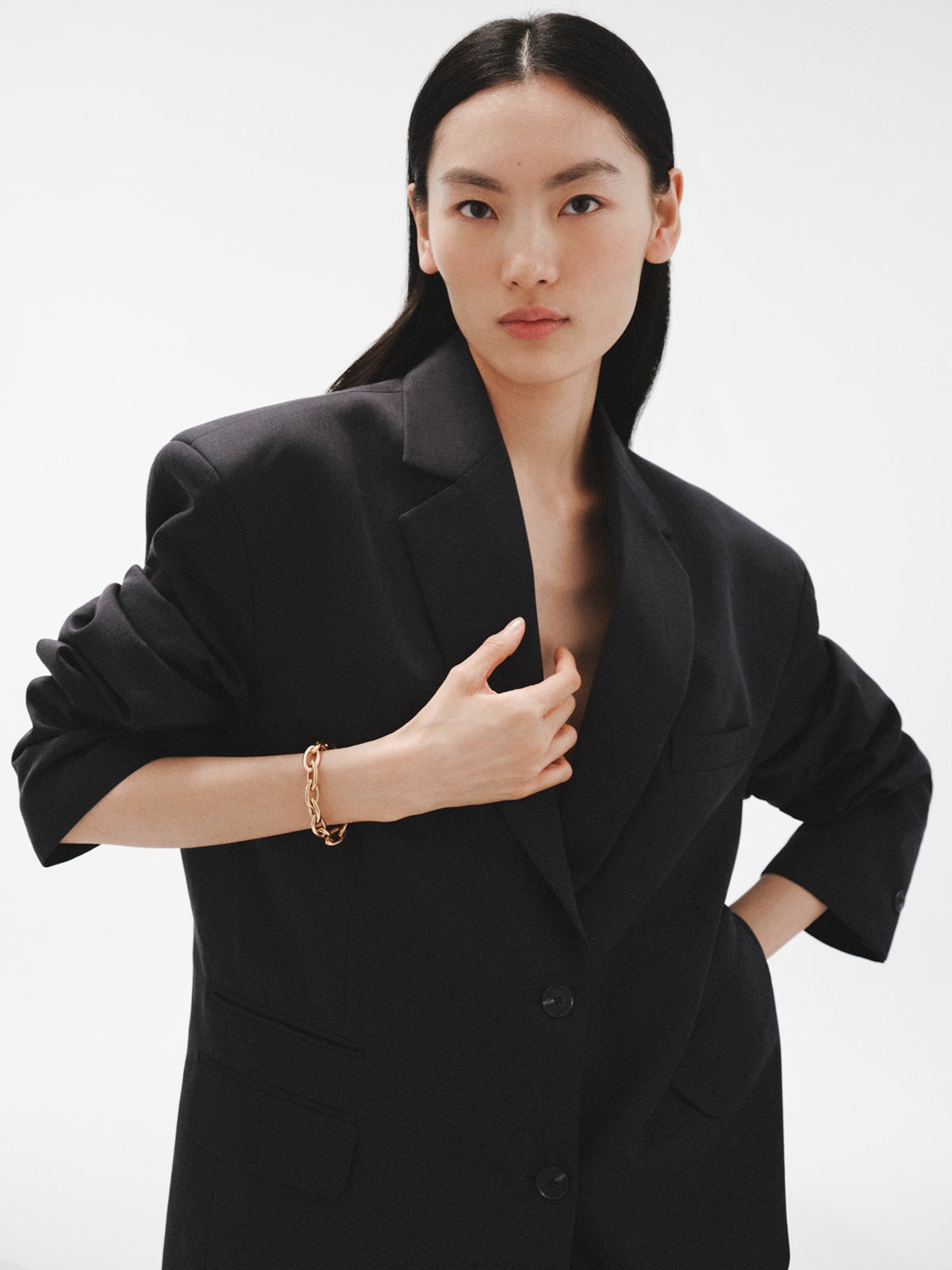 Pulsera de plata 925 bañada en oro amarillo de 18K de eslabones ovalados