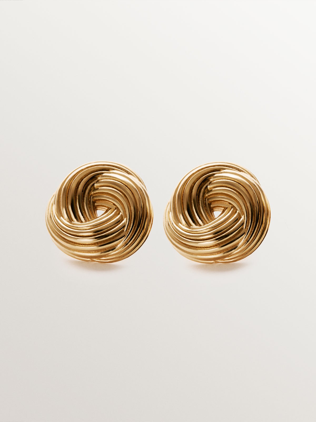 18K yellow gold plated 925 silver earrings with gallon texture