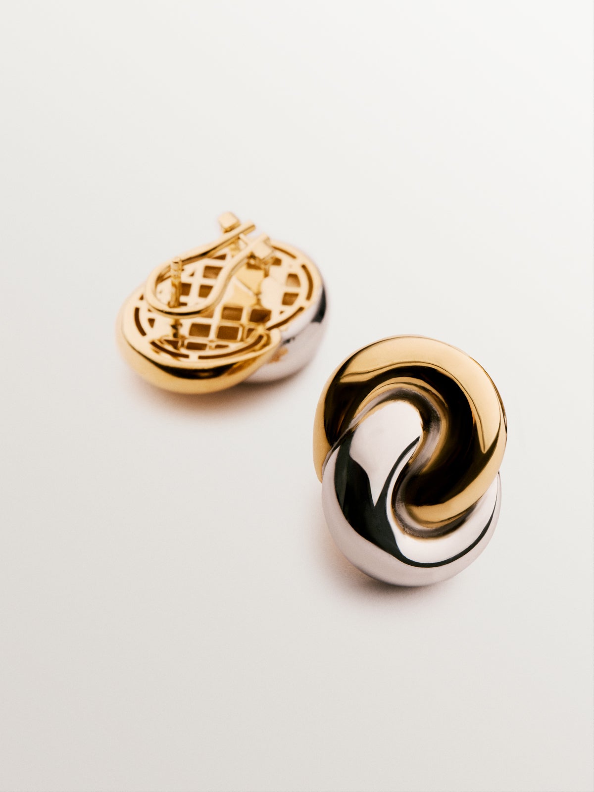 Pendientes de plata 925 bañada en rodio y oro amarillo de 18K