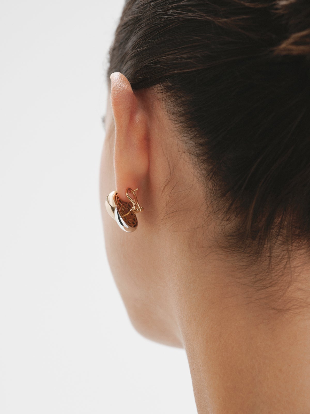 Pendientes de plata 925 bañada en rodio y oro amarillo de 18K