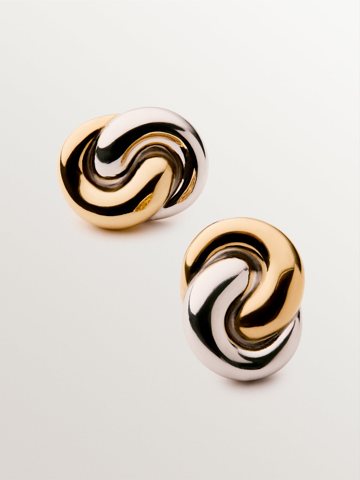 Pendientes de plata 925 bañada en rodio y oro amarillo de 18K