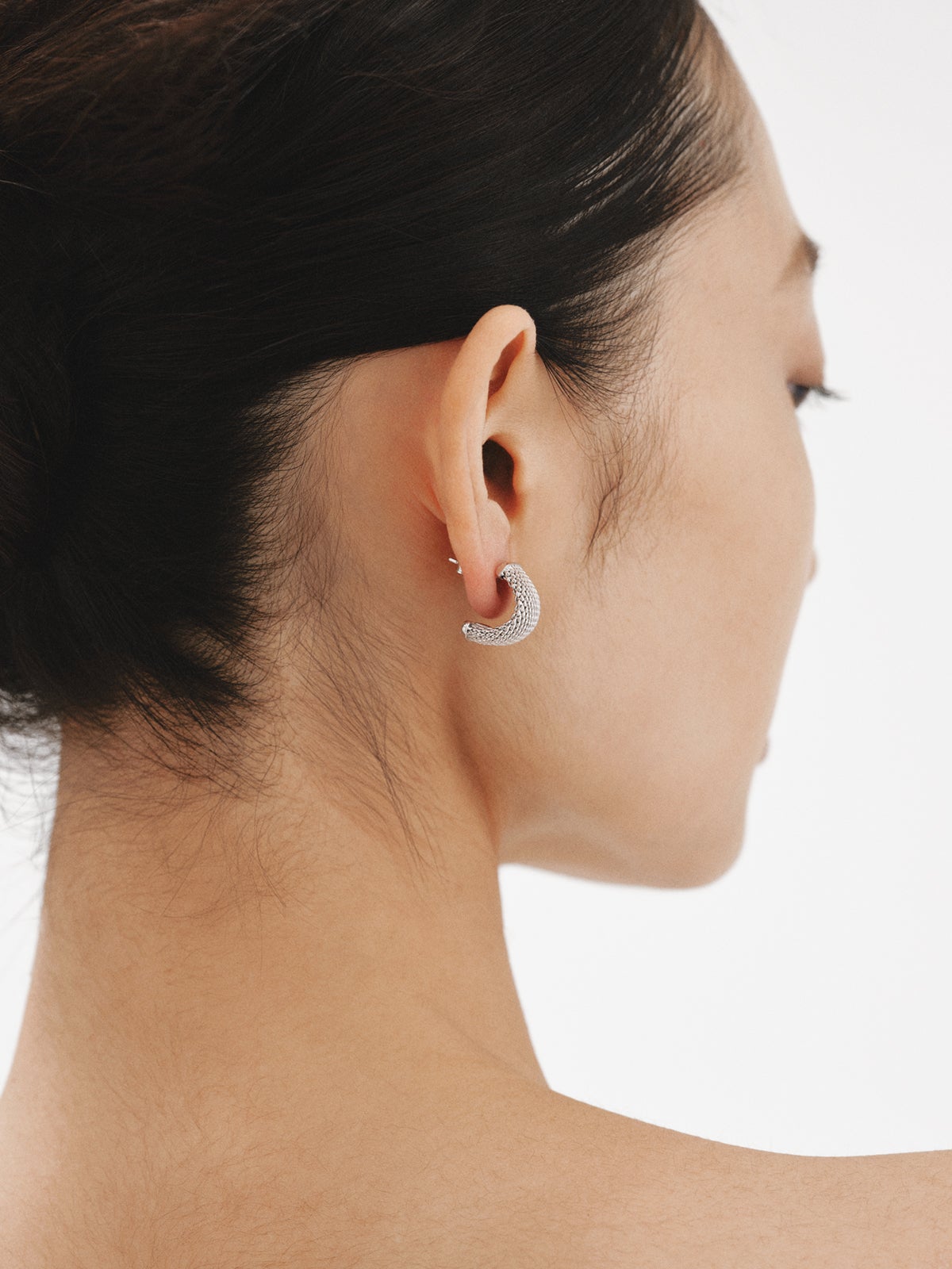 Pendientes de aro de plata 925 con malla