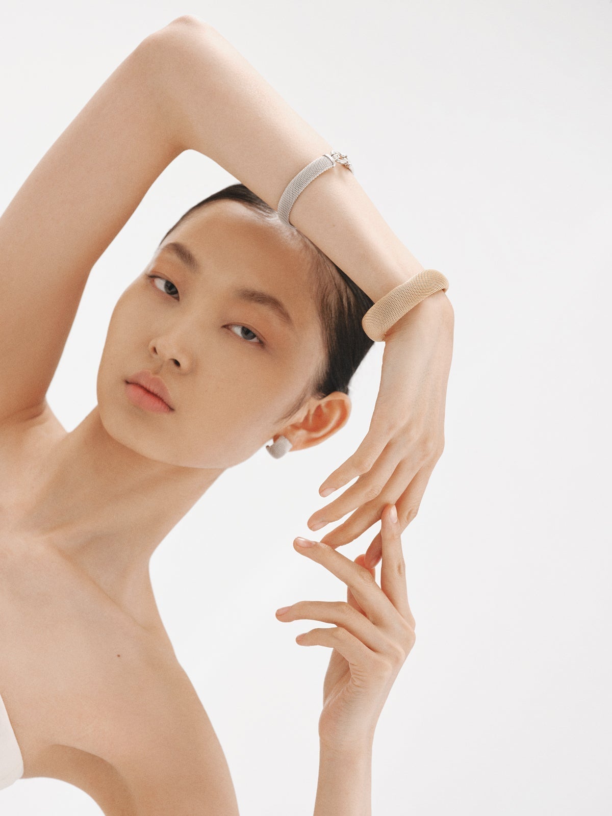 Pendientes de aro de plata 925 con malla