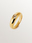 Anillo de plata 925 bañada en oro amarillo de 18K con topacio blanco