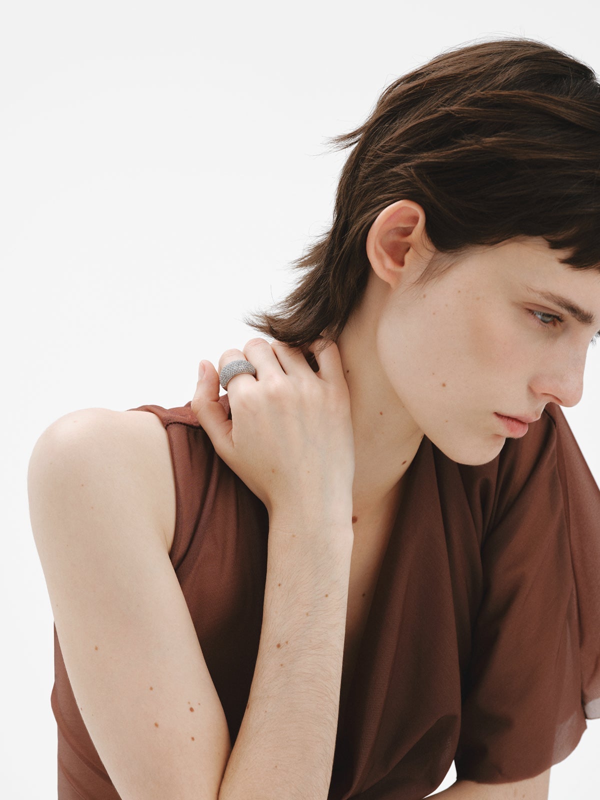 Anillo de plata 925 con pavé de topacios azul sky