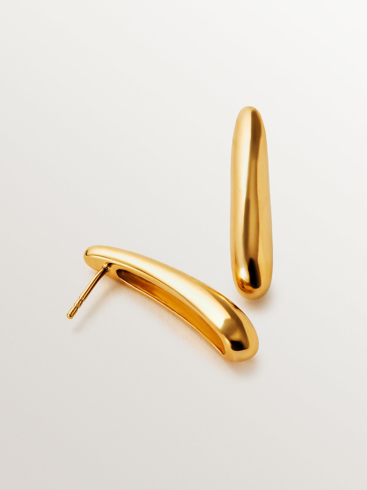 Pendientes largos de plata 925 bañada en oro amarillo de 18K