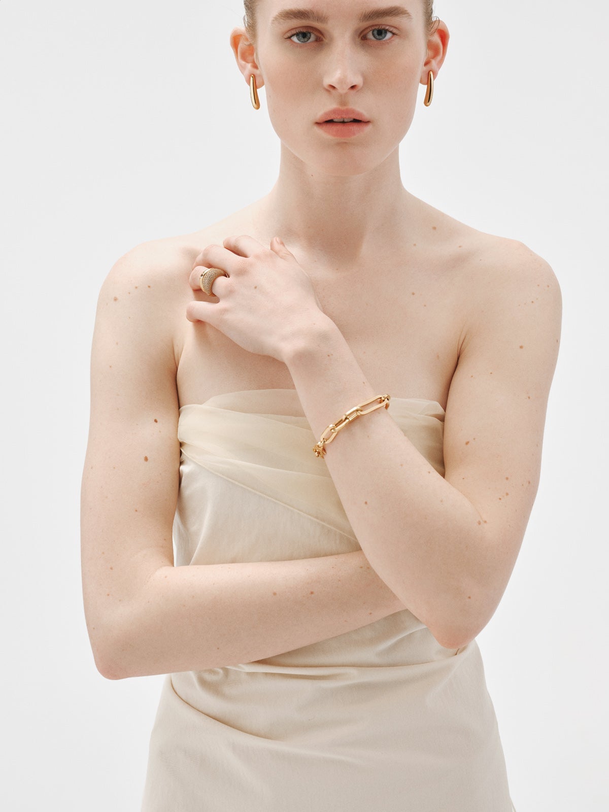 Pendientes largos de plata 925 bañada en oro amarillo de 18K