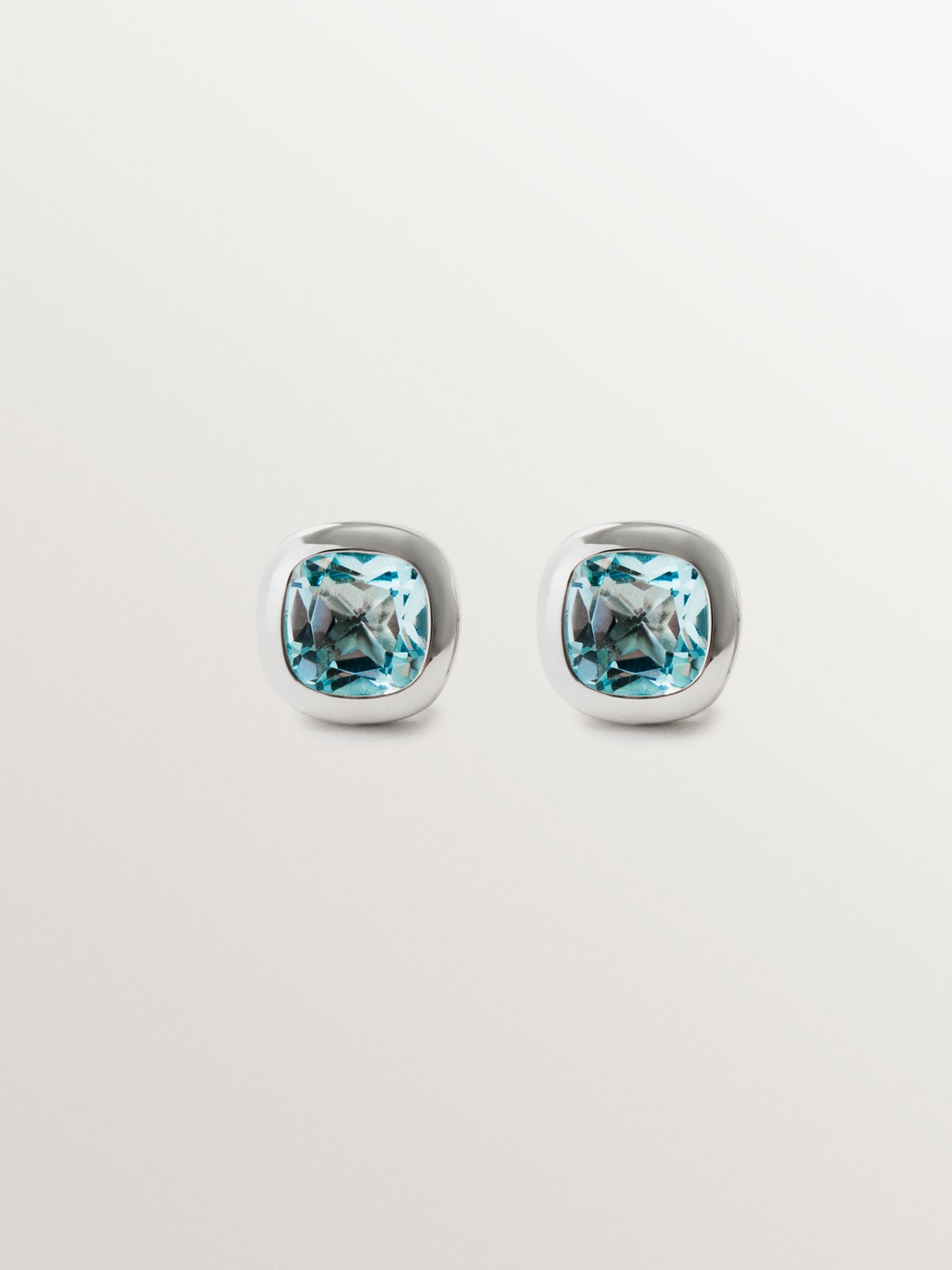 Pendientes de plata 925 con 2 topacios azul sky
