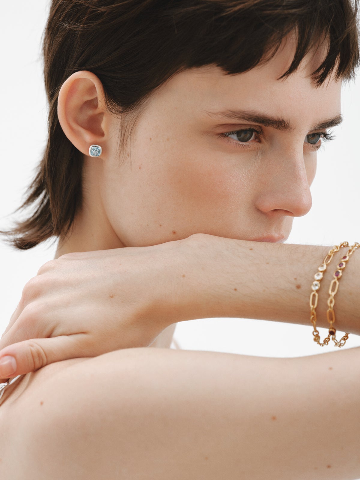 Pendientes de plata 925 con 2 topacios azul sky