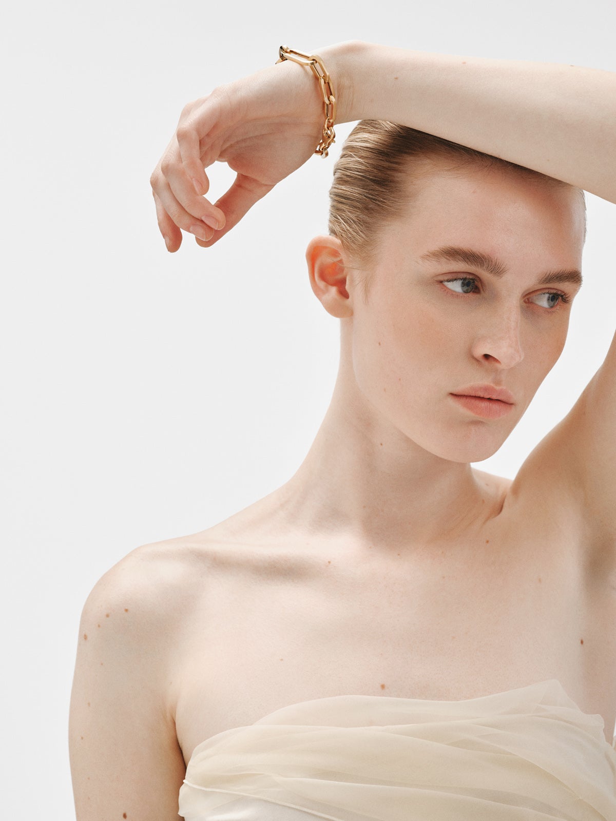 Pulsera de cadena eslabones de plata 925 bañada en oro amarillo de 18K