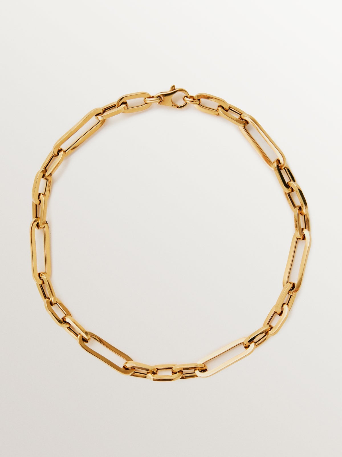 Collar de cadena con eslabones de plata 925 bañada en oro amarillo de 18K