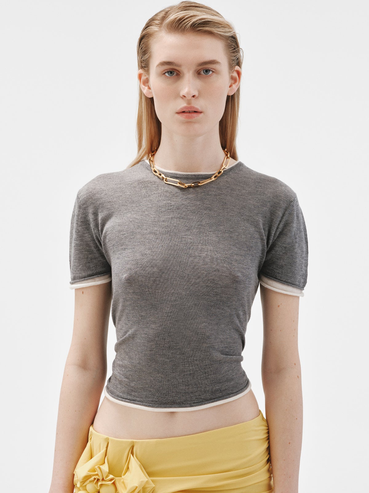 Collar de cadena con eslabones de plata 925 bañada en oro amarillo de 18K