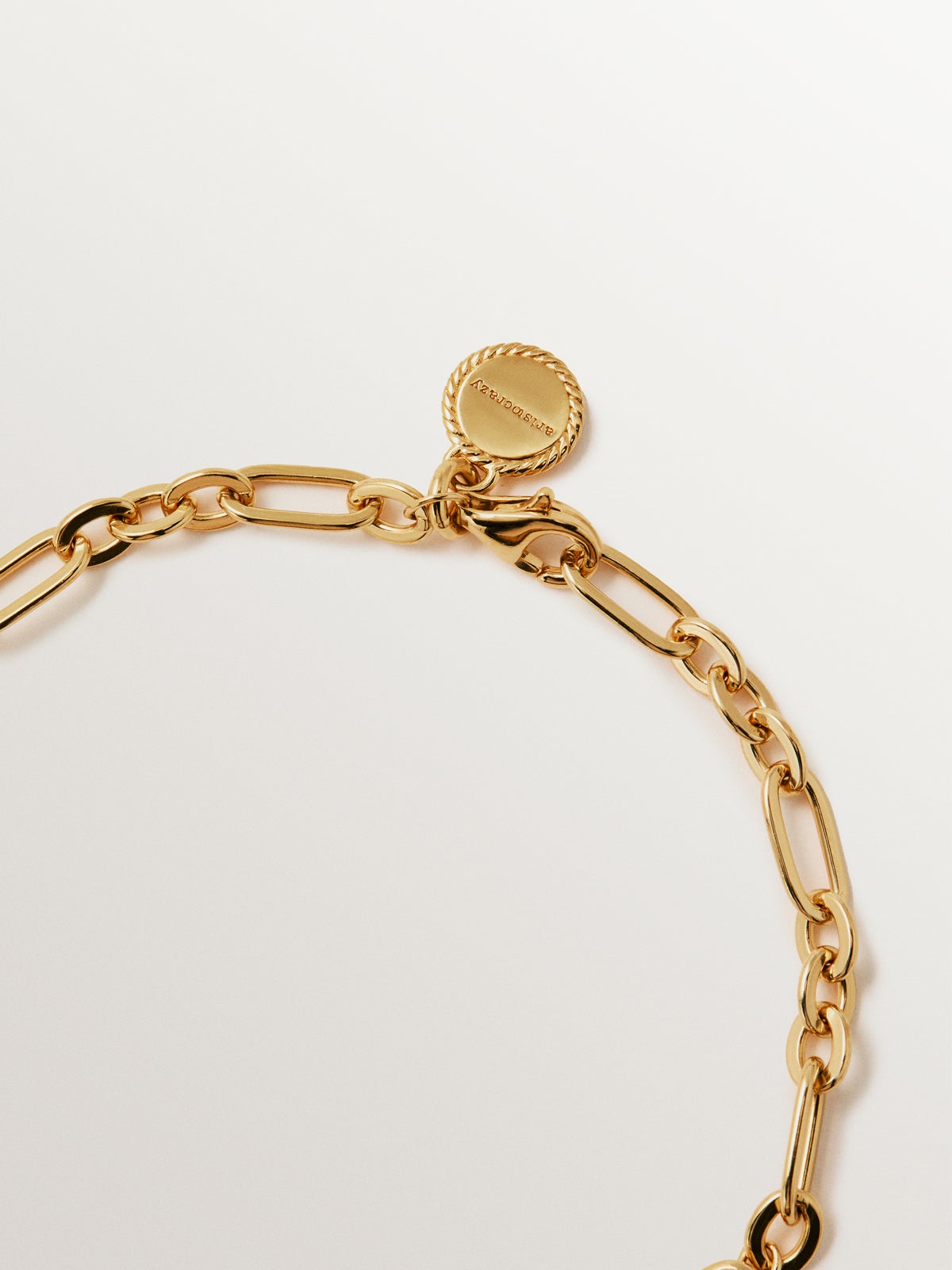 Pulsera de cadena de plata 925 bañada en oro amarillo de 18K con topacios blancos