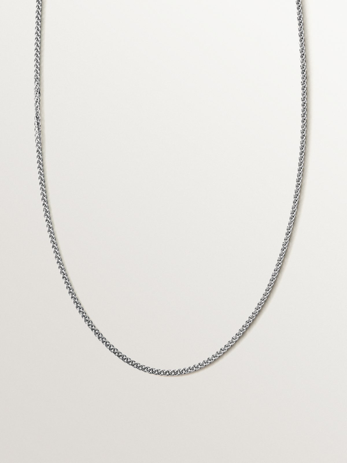 Cadena barbada 52 cm de plata 925 rodiada