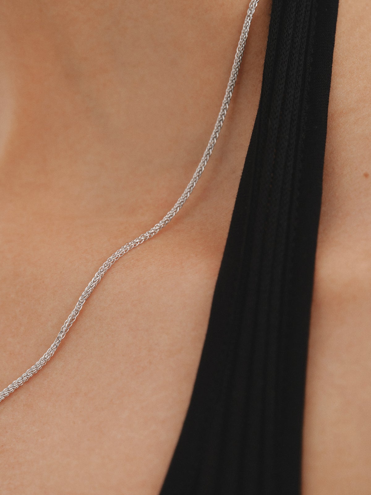 Cadena barbada 52 cm de plata 925 rodiada