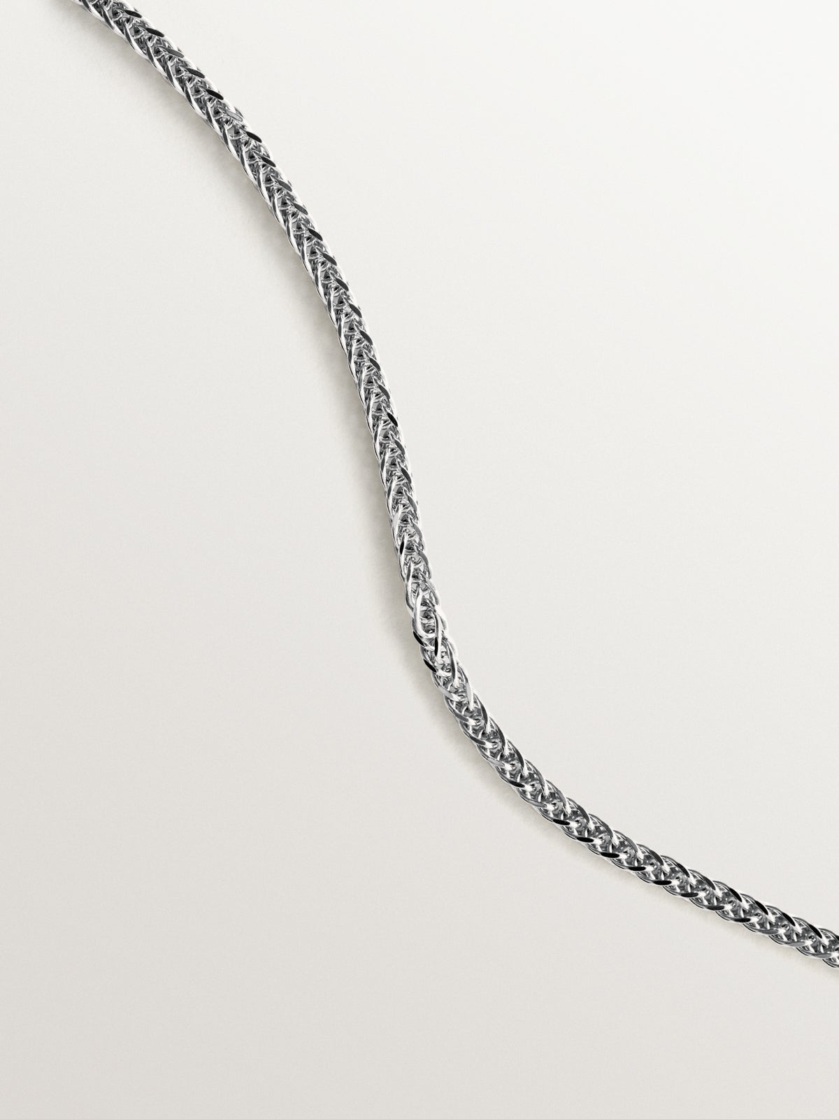 Cadena barbada 52 cm de plata 925 rodiada