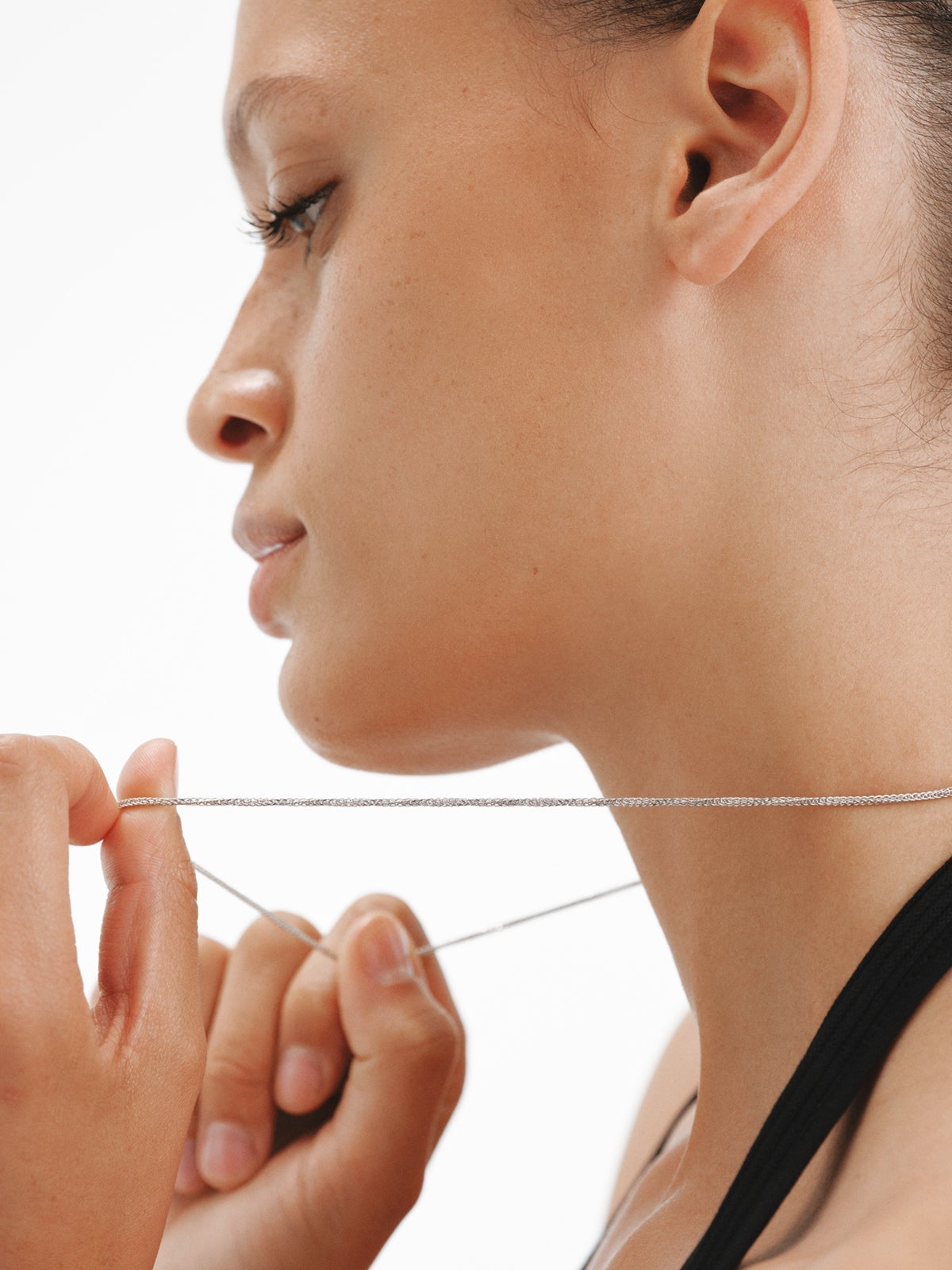 Cadena barbada 52 cm de plata 925 rodiada