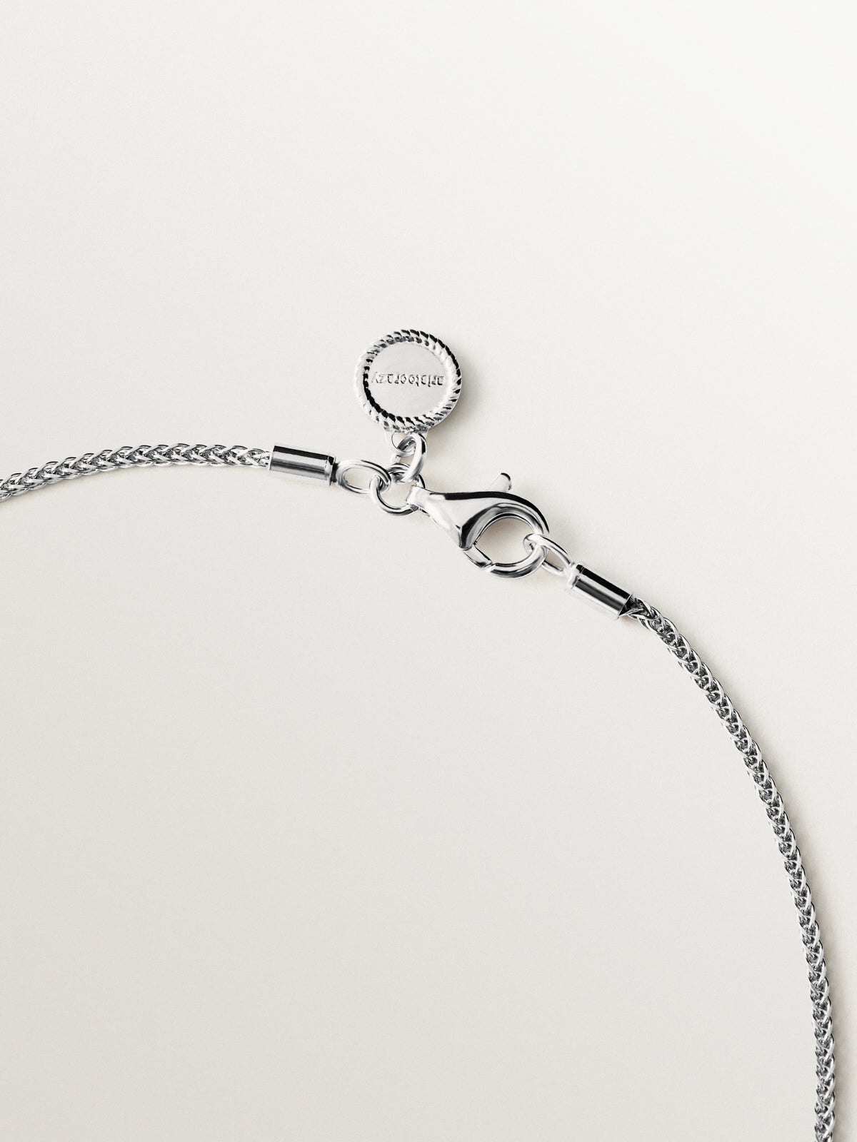 Cadena barbada 52 cm de plata 925 rodiada