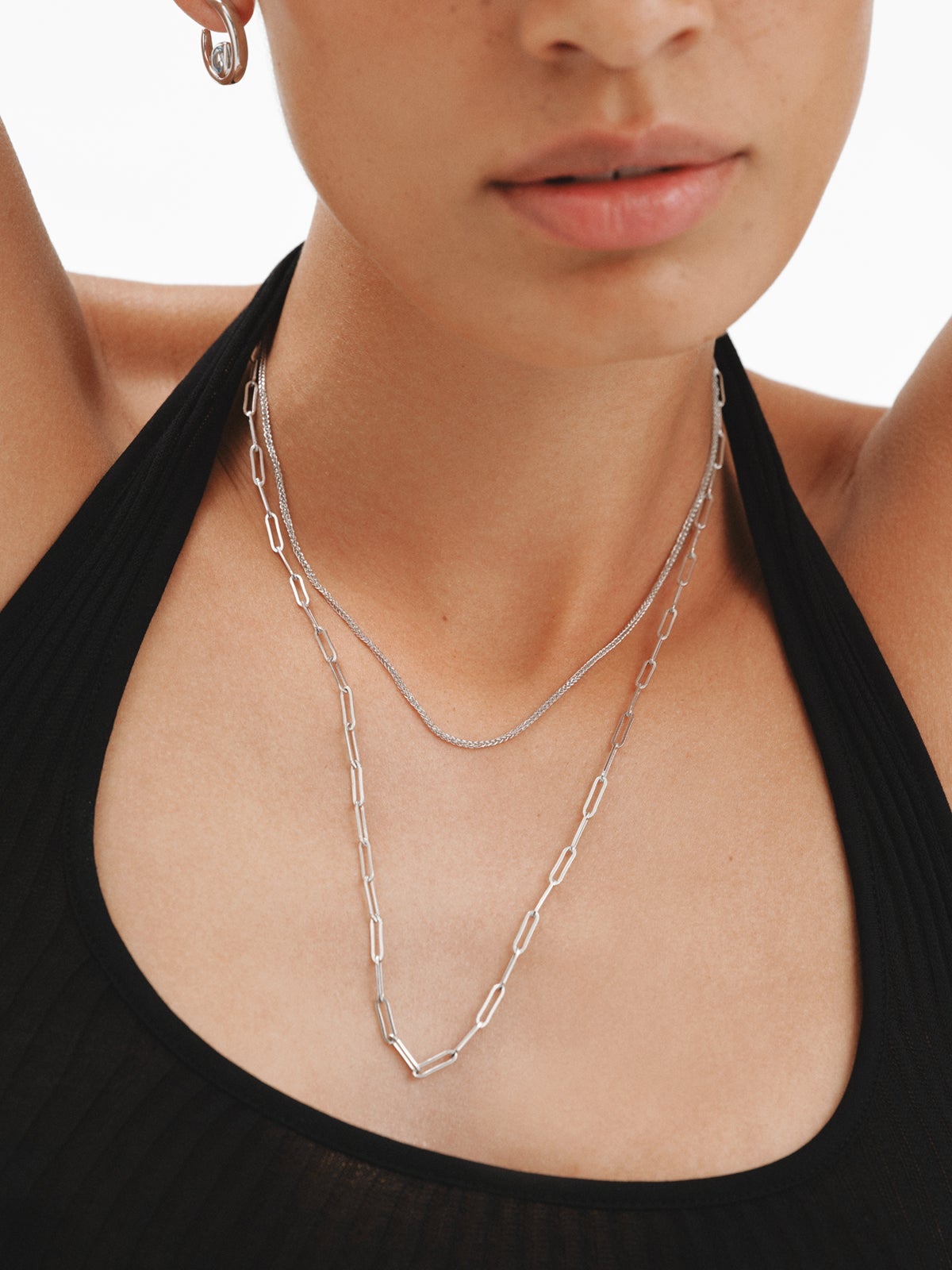 Cadena barbada 52 cm de plata 925 rodiada