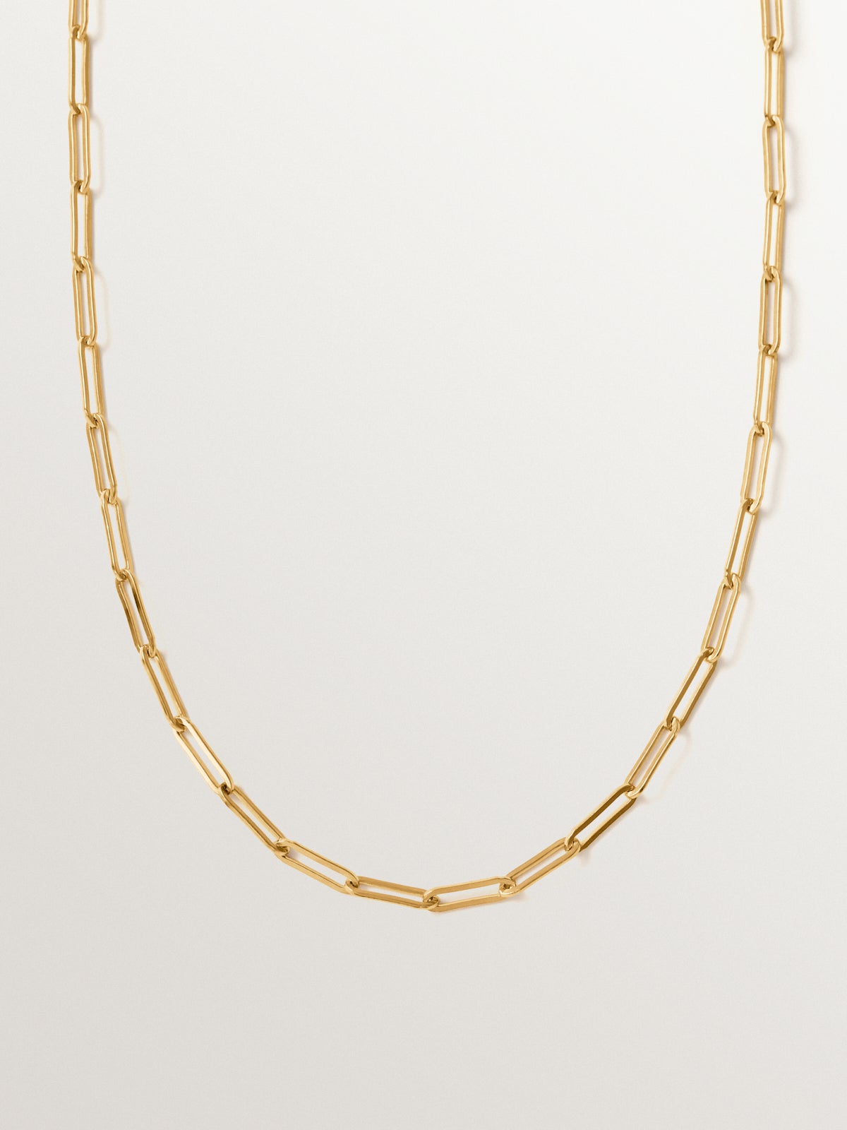 Cadena eslabón rectangular 65 cm de plata 925 bañada en oro de 18K