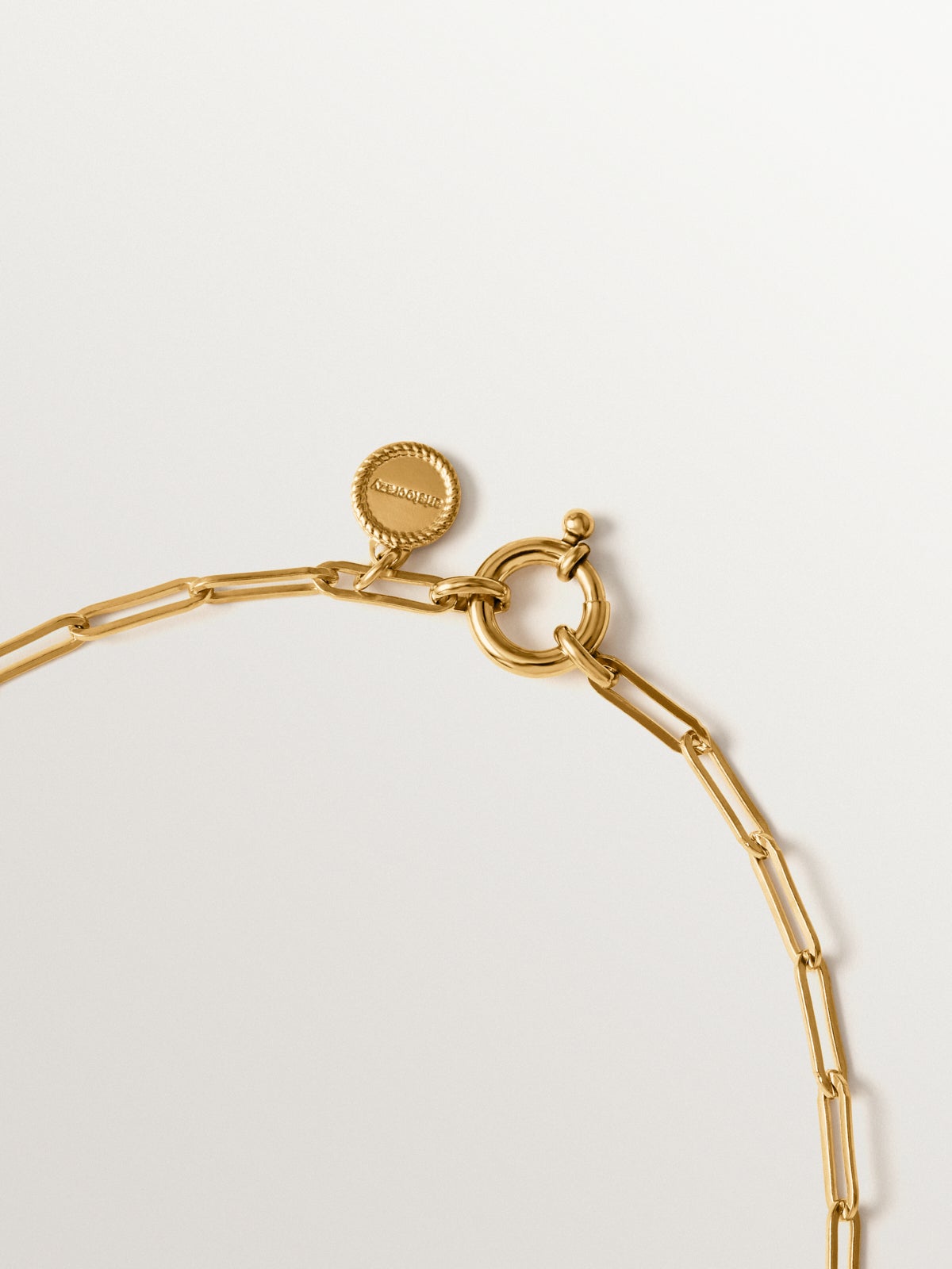 Cadena eslabón rectangular 65 cm de plata 925 bañada en oro de 18K