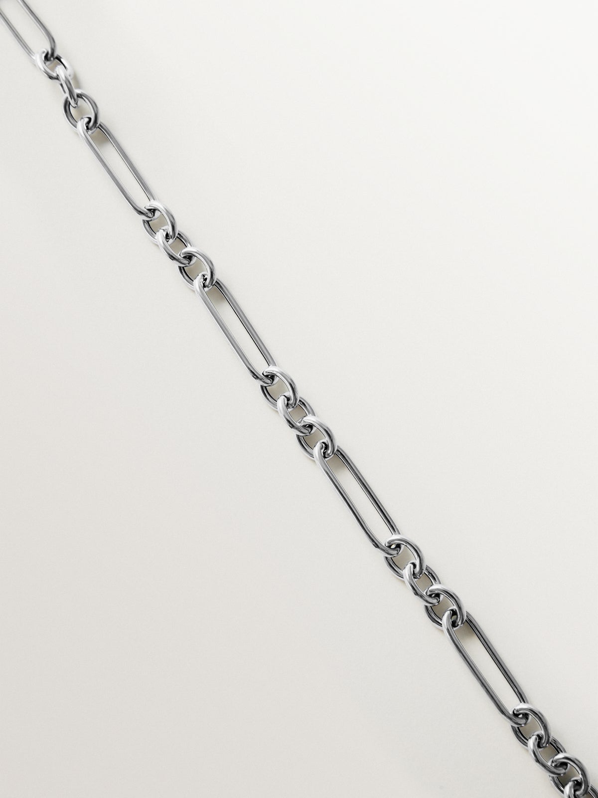 Cadena eslabón mixto 80 cm de plata 925 rodiada